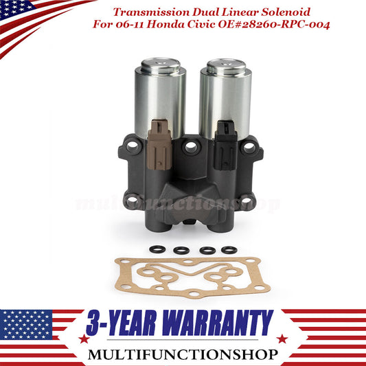 Transmission Dual Linear Solenoid for Honda for Civic 2006-2011 28260-RPC-004 O-ring