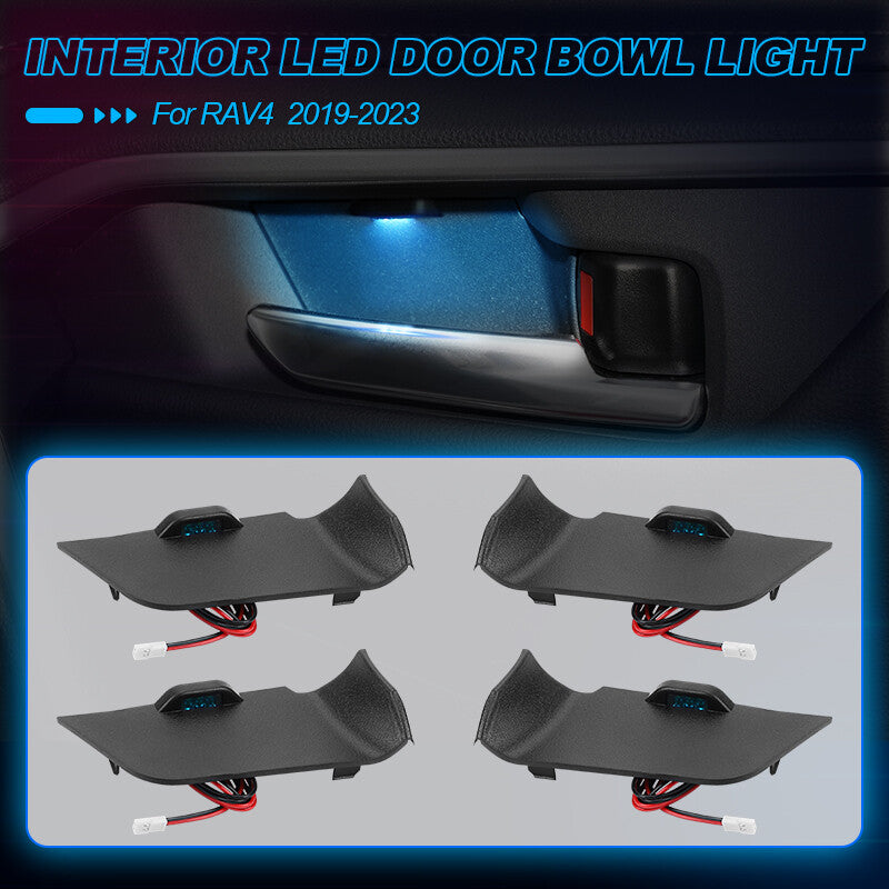 4X Interior Door Handle Ice Blue LED Lights for Toyota RAV4 2019 2020 2022 2023