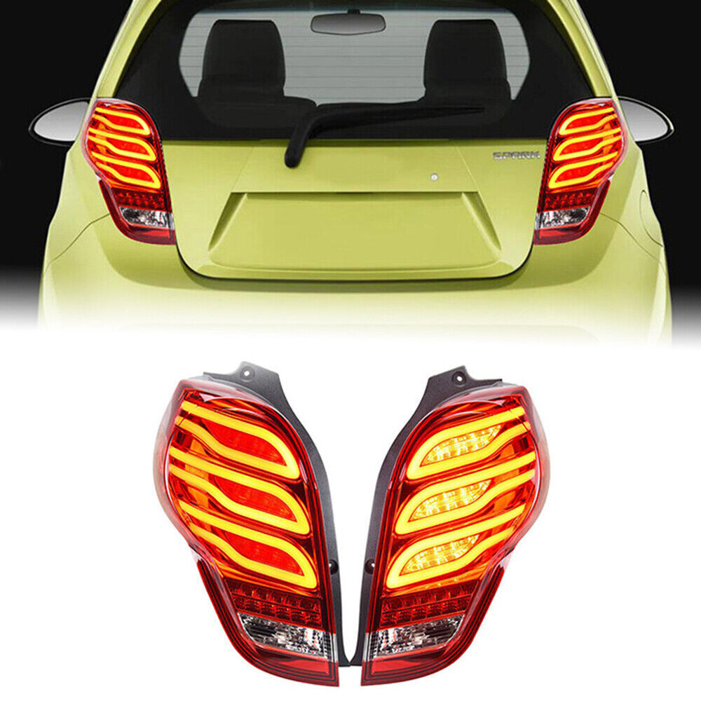 Tail Lights Assembly Pair for Chevrolet Spark 2011 2012-2014 LED Rear Lamps Red