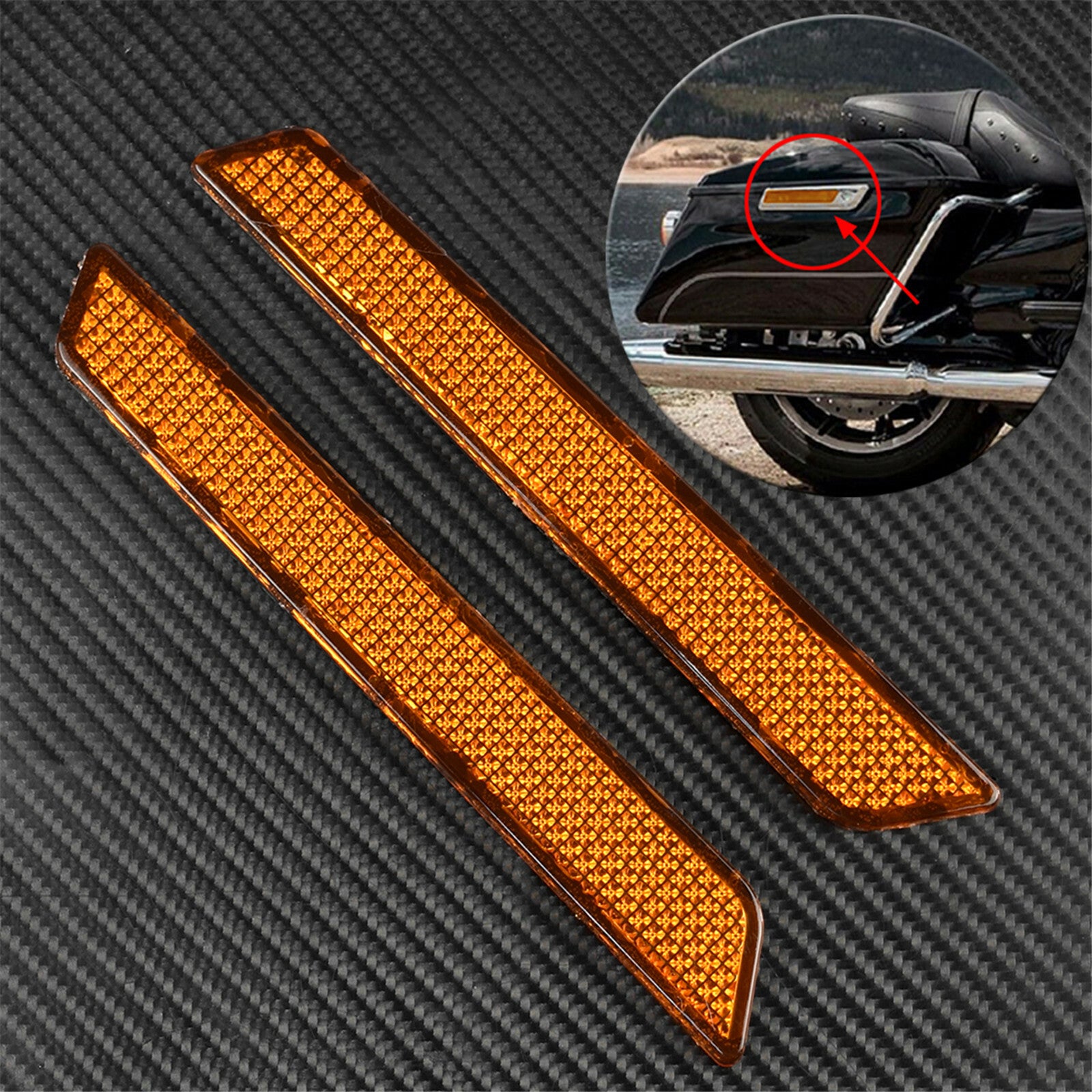 Amber Saddlebag Guard Latch Cover Reflectors Fit for Harley Touring CVO 2014-19
