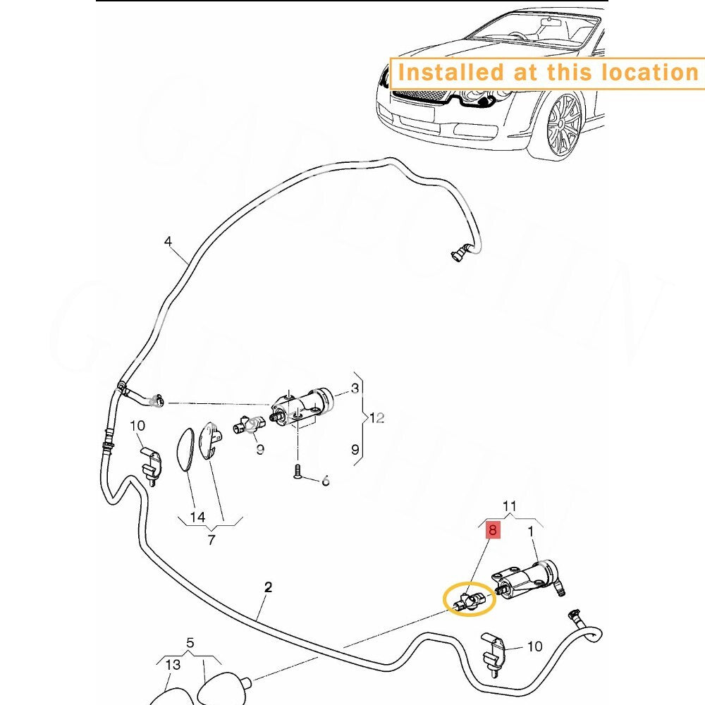 Suitable for Bentley GT Flying Spur left headlight washing machine nozzle 3W0955103A