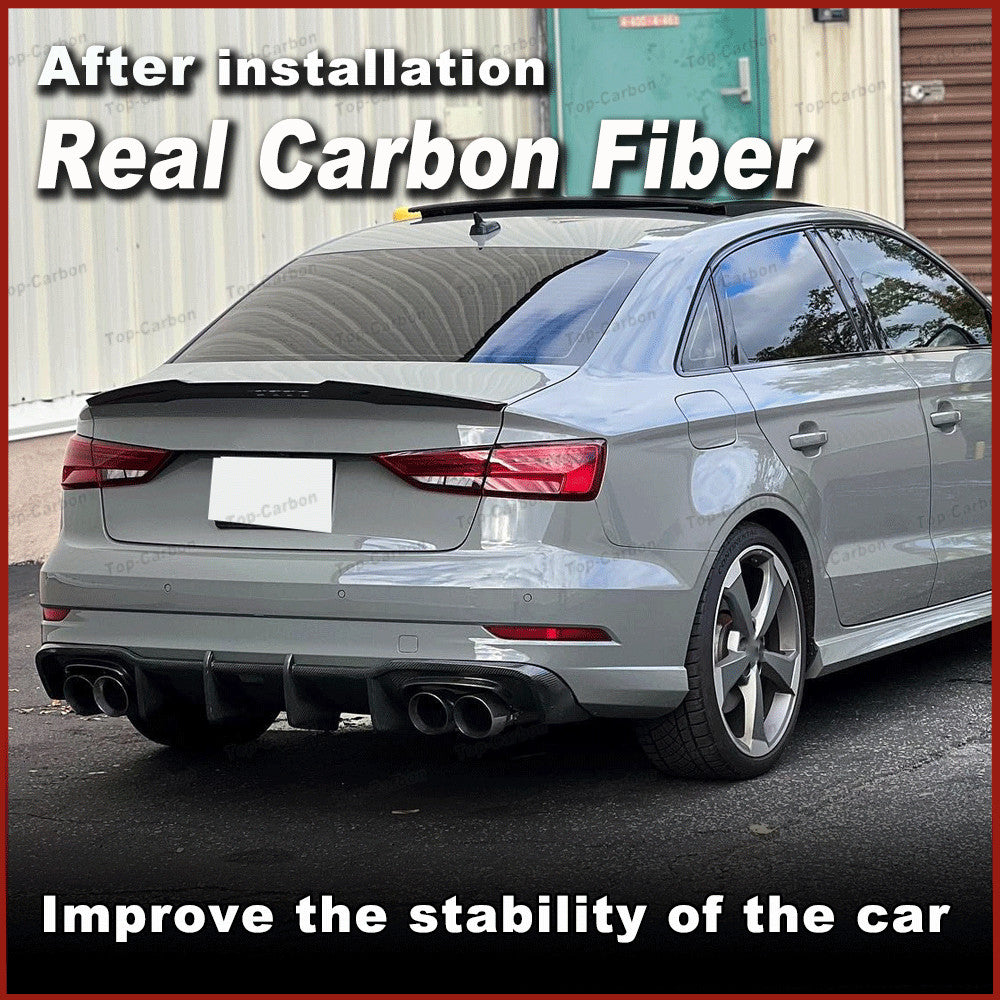REAL CARBON Rear Bumper Lip Bar Diffuser Spoiler Fit for Audi S3 A3 SLINE 17-20