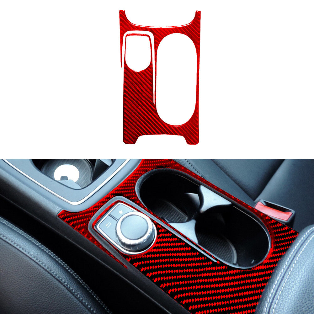 Red for Mercedes-Benz CLA GLA Carbon Fibre Middle Cup Holder Trim