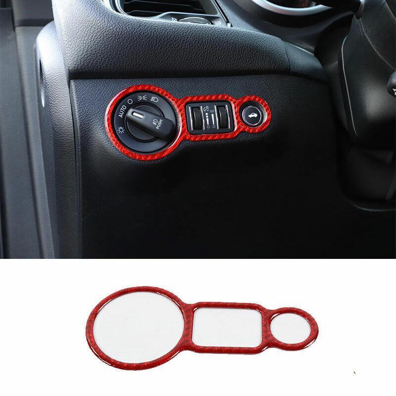 for Dodge for Challenger 2015-21 Red Carbon Fiber Function Control Button Frame Trim