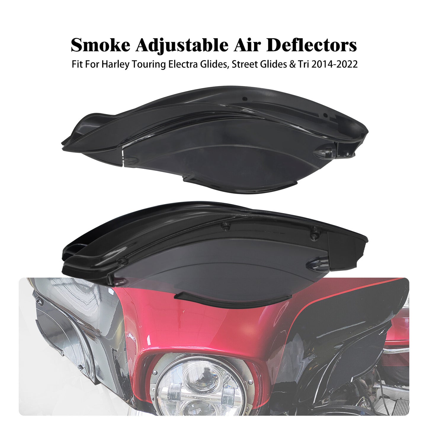 Black Batwing Fairing Smoke Air Deflectors for Harley Electra Street Glide 14-23