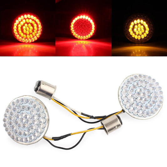 for Harley 2 1157 LED Red Amber Stop Brake Turn Signal Inserts Lights