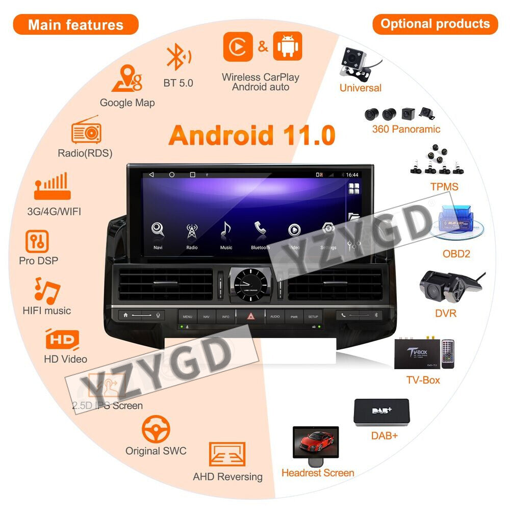 Car Radio CarPlay for Toyota for Land Cruiser LC200 2016-2021 Stereo Receiver Screen
