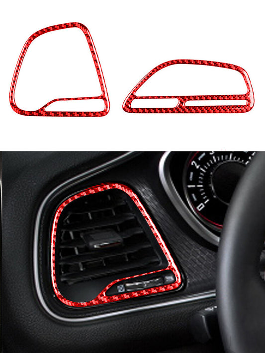 for Dodge for Challenger 2015-2020 Red Dashboard Right Left Vent Trim Carbon Fiber