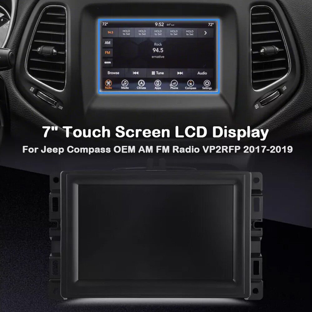 Display touchscreen 7-inch LCD screen replacement for 2017-2020 for Jeep compass radio navigation