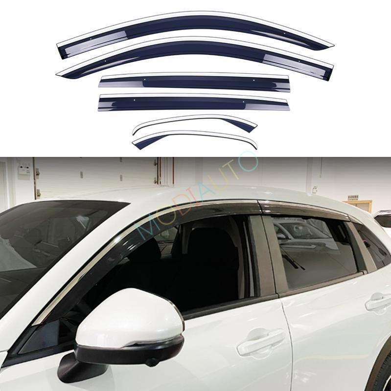 6p for Honda HR-V 2023-2024 black+silver Window Visor Vent Shades Sun Rain Guard