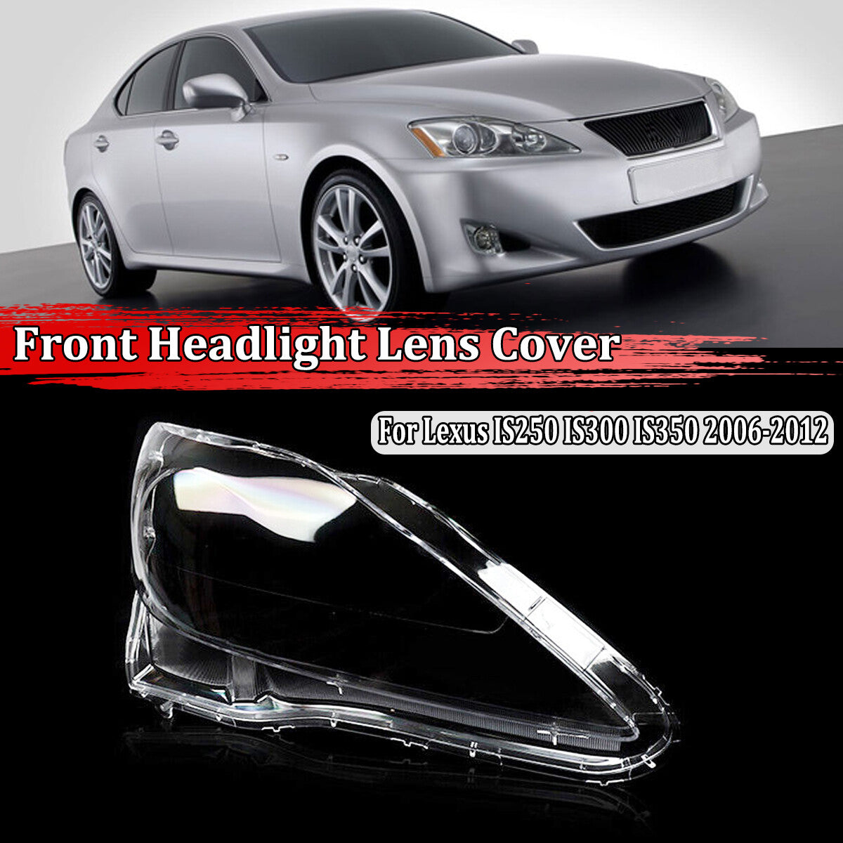 Right front headlight lens protective cover, ABS, suitable for Lexus IS250 IS300 IS350 (2006-2012).
