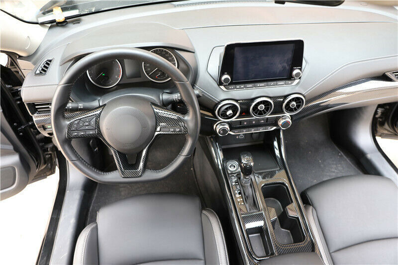 ABS Carbon Fiber Inner Steering Wheel Decor Cover Trim for Nissan Sentra 20-2022