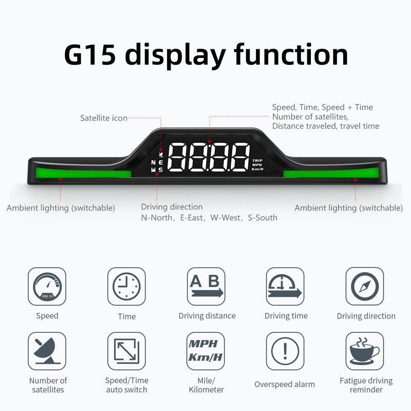 1-piece digital GPS speedometer HUD head-up display MPH overspeed warning kit for SUVs