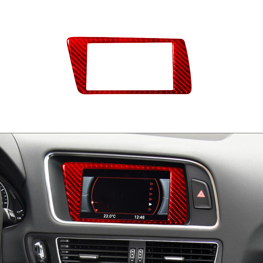 for Audi Q5 2009-2017 Central Control Display Trim Cover Decor Carbon Fiber Red