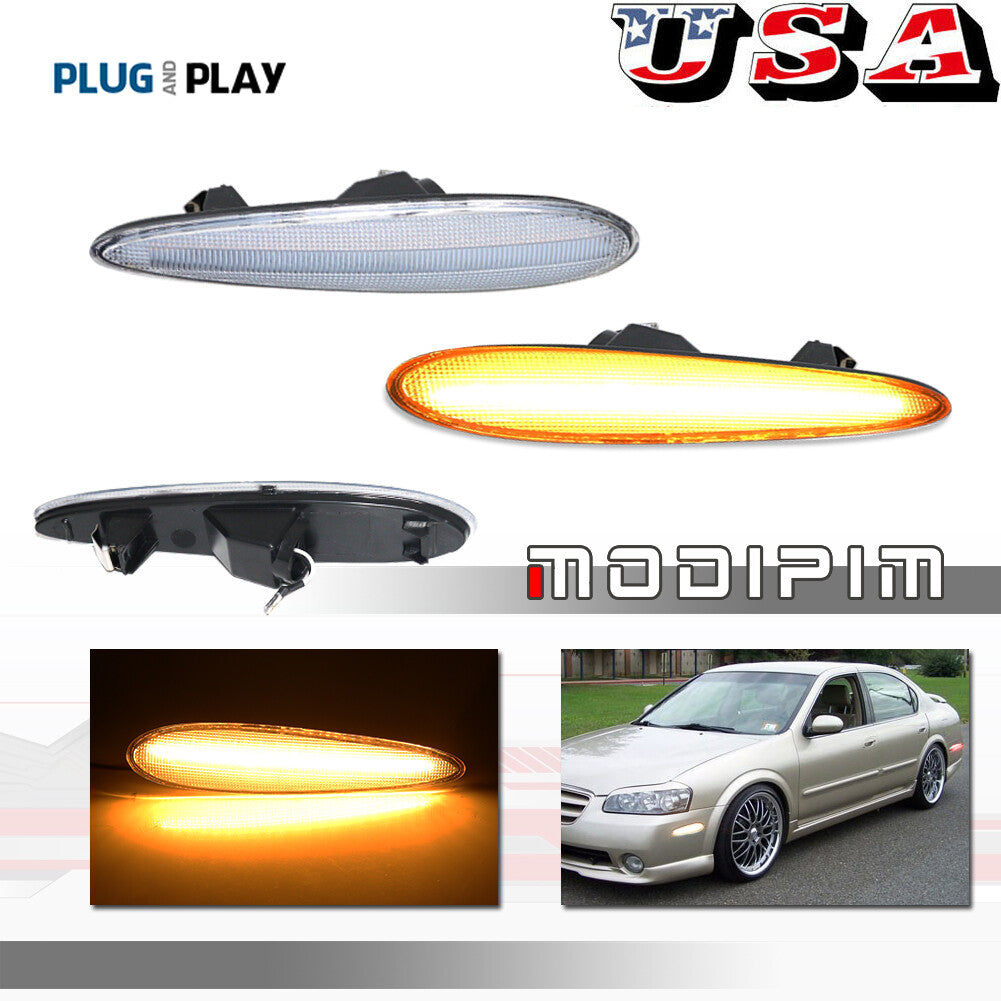 Transparent lens, amber LED, front marker light suitable for 2000-2003 for Nissan MXIMA
