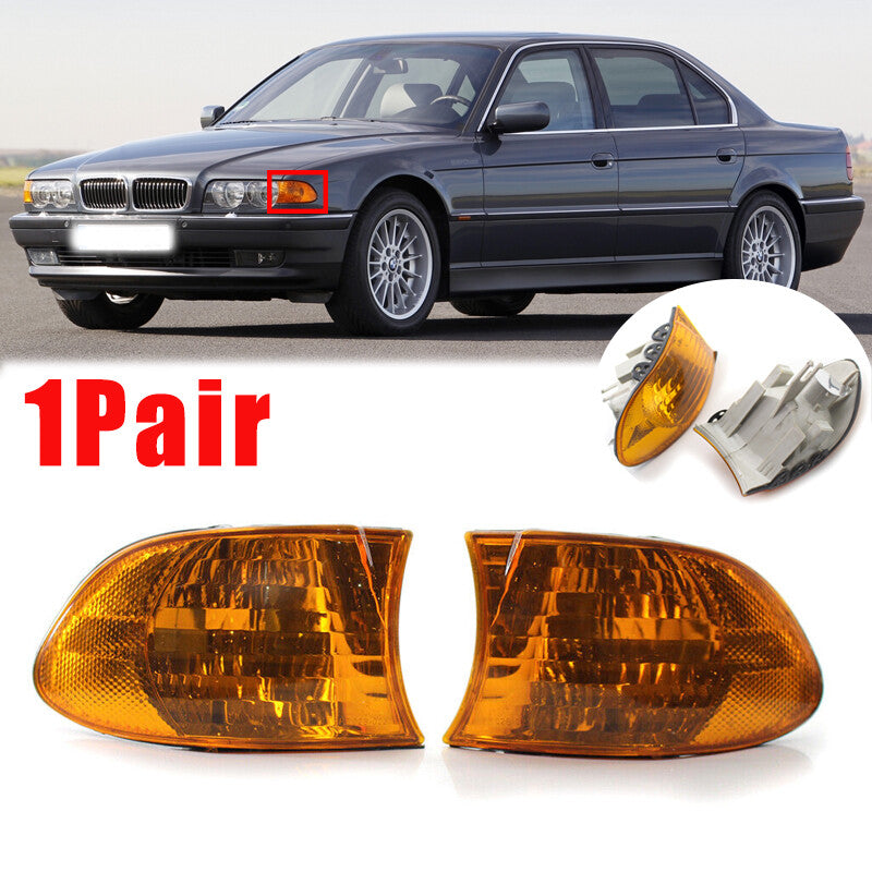 Pair Front Turn Signal Corner Light for BMW 50iL 740i 1998-2001 With No Bulbs