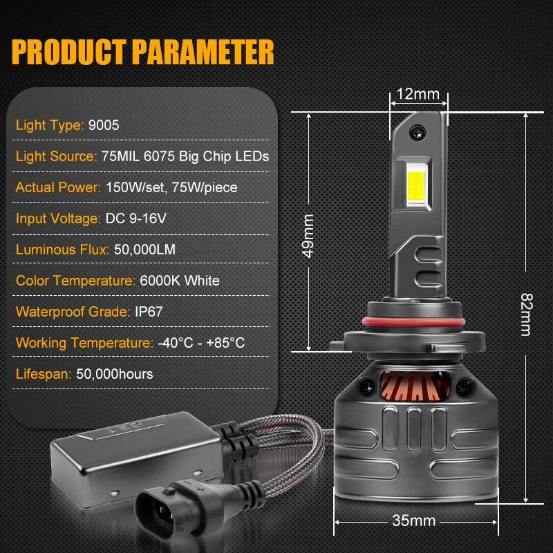 9005 LED Headlight Bulb Conversion Kit High Beam White Super Bright 6000K
