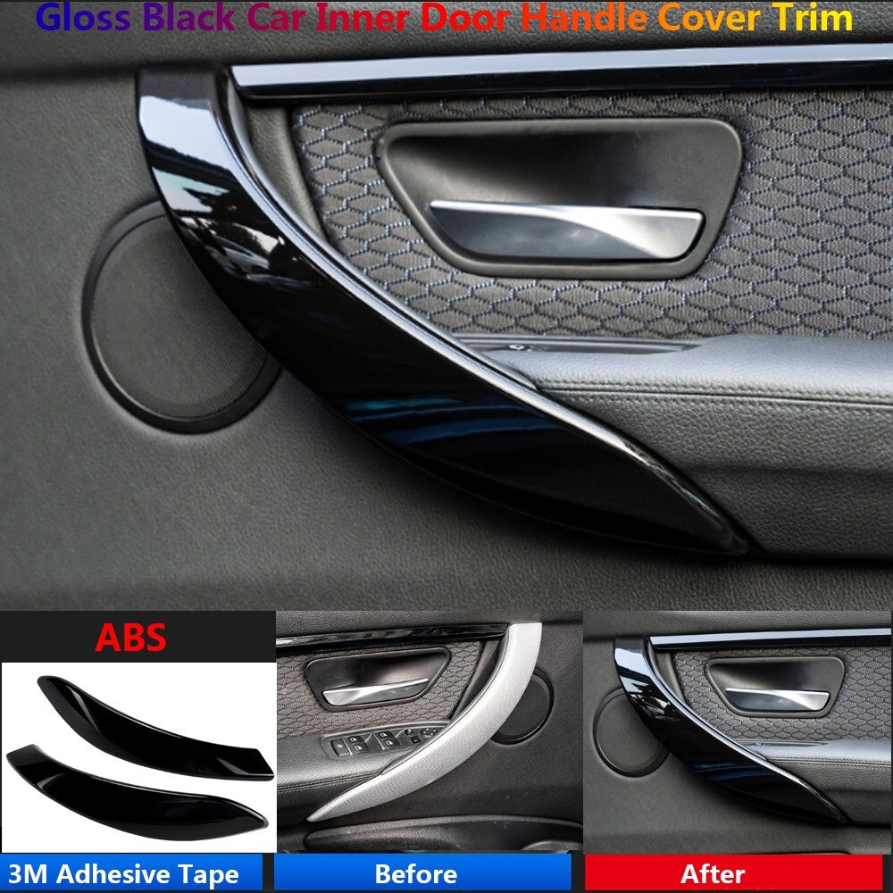 2x Gloss Black for BMW 3 Series F30 F34 Car Inner Door Handle Sleeve Cover Trims