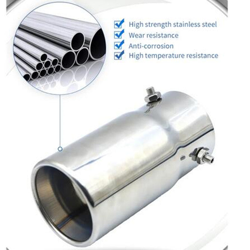 Car 1Pcs Chrome Round Black 70mm Exhaust Muffler Tail Tip Round Stainless Steel