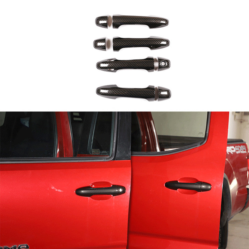Carbon fiber front door handle cover trim for Toyota Tacoma 2016-2023 (8 pieces)