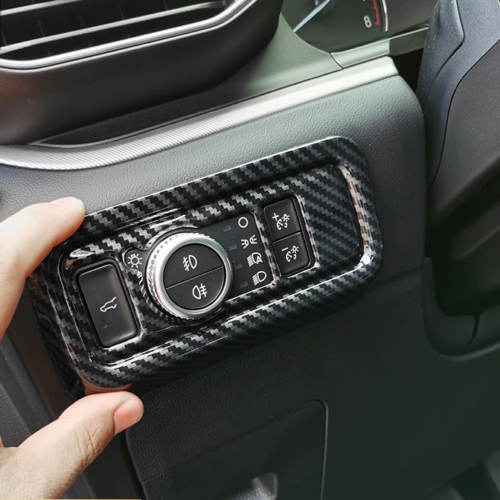 for Ford Explorer 2020-2022 Carbon Fiber ABS Headlight Switch Button Frame Trim