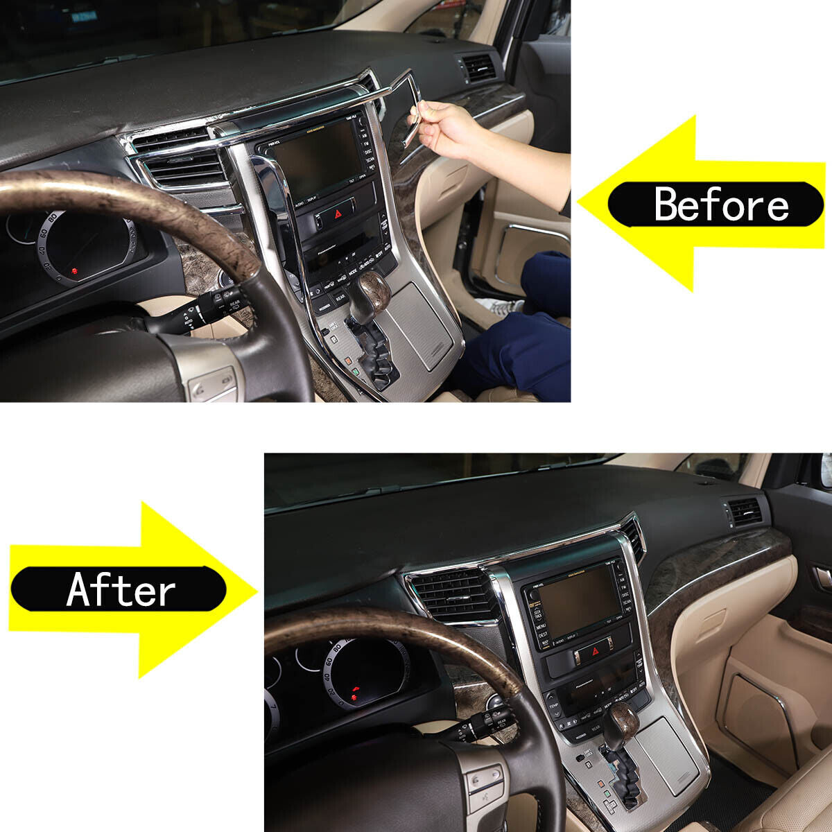 For Toyot@ Alphard 2011-14 Central Control Air Vent Outlet Panel Trim ABS Chrome