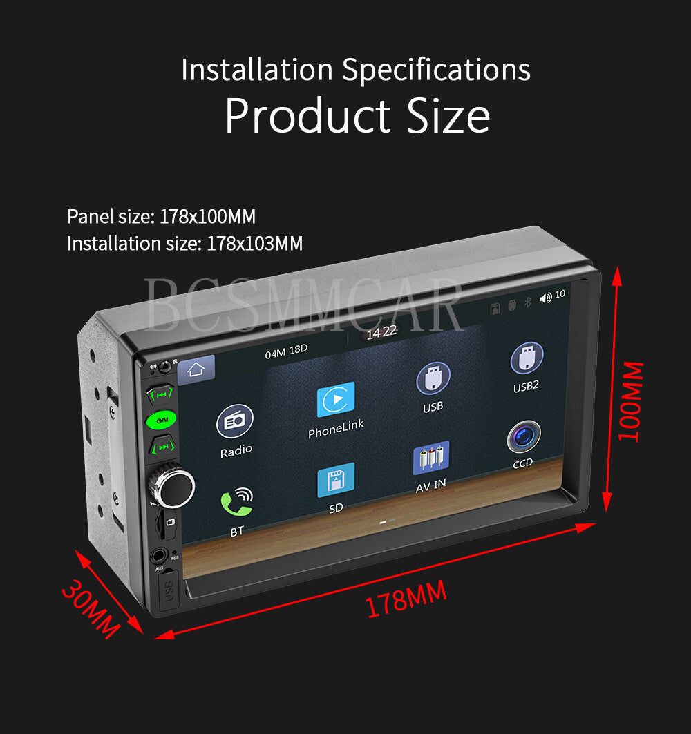 7in 2Din Car Radio For Apple Carplay Android Auto Touch Screen Stereo Bluetooth