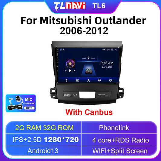 for Mitsubishi for Outlander 2006-2012 Android Carplay Car Radio GPS Player Screen