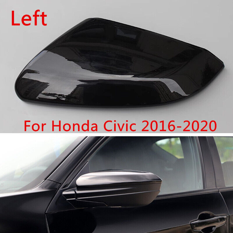 Black Left Rearview Door Mirror Cover Shell Cap Fit for Honda for Civic 2016-2020