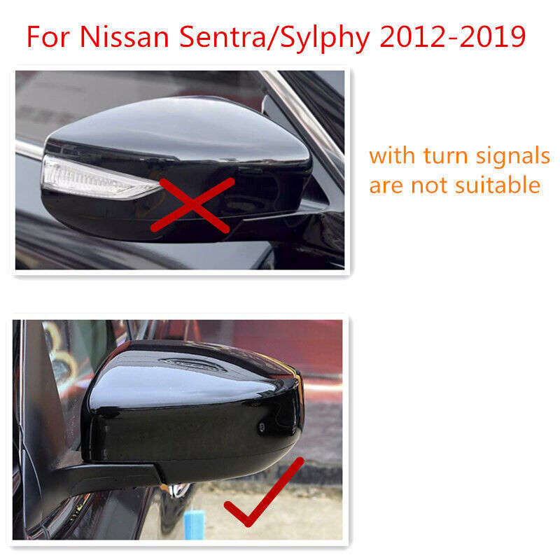 Black Rearview Mirror Shell Cover Cap Left Side for Nissan Sentra/Sylphy 2012-19