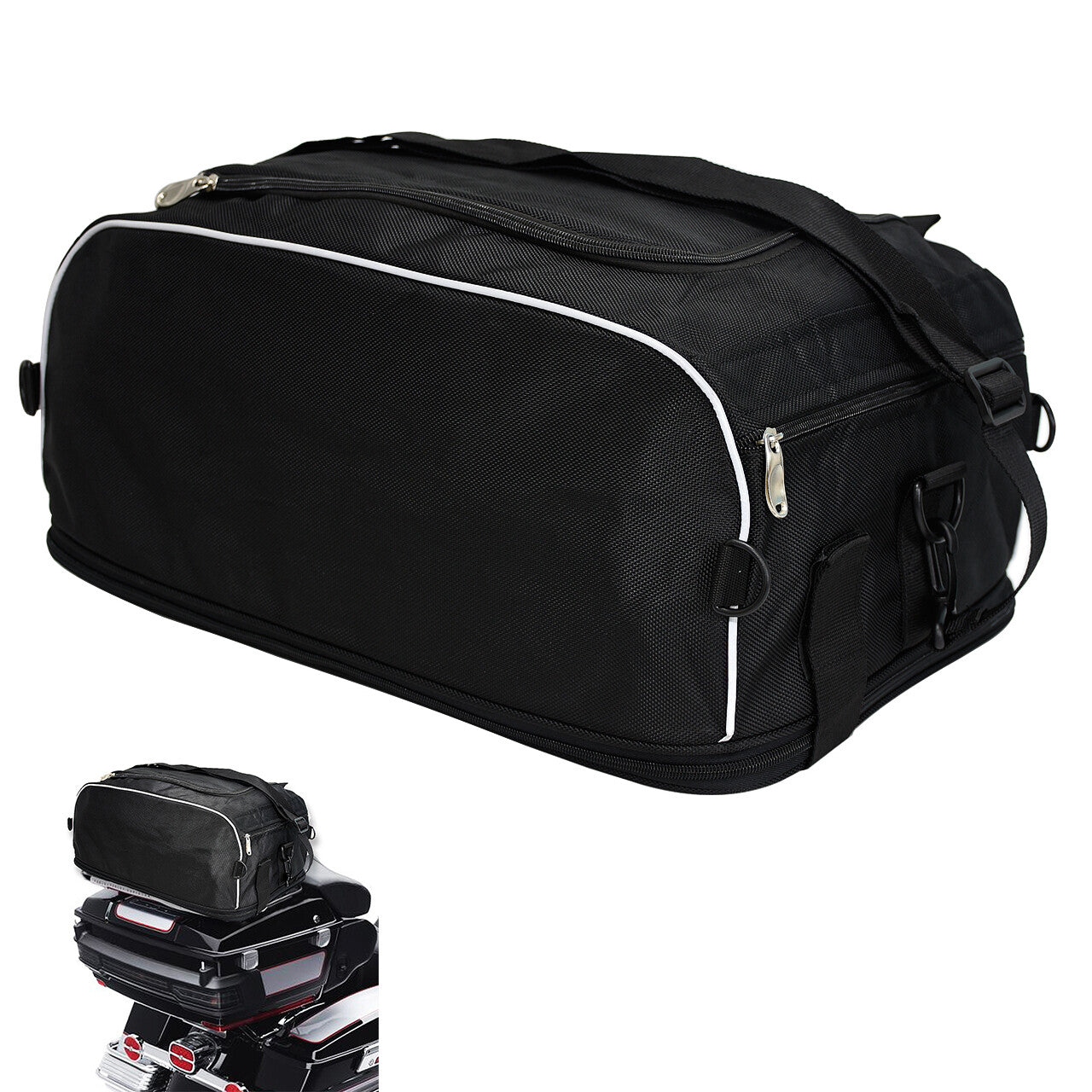 Black Rear Luggage Rack Foldable Travel Bag for Harley Road Electra Glide 94-23