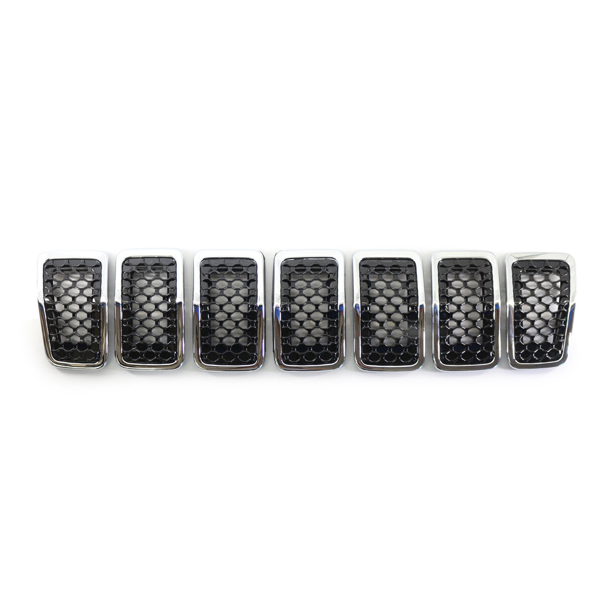 Front grille insert cover for 19-22 for Jeep Cherokee Black + Chrome Honeycomb