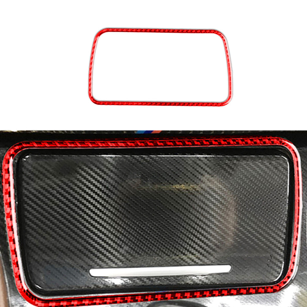 Red Carbon Fiber Watetcup Holder Panel Cover Trim for BMW F10 5 Series 2011-2017