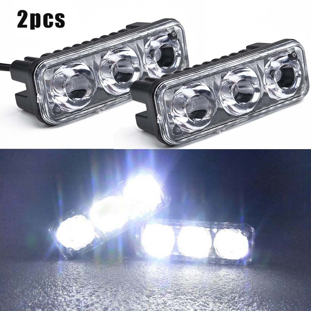 2 Car driving lights, daytime running lights, 3 LED white daytime running lights, 6000K~7000K