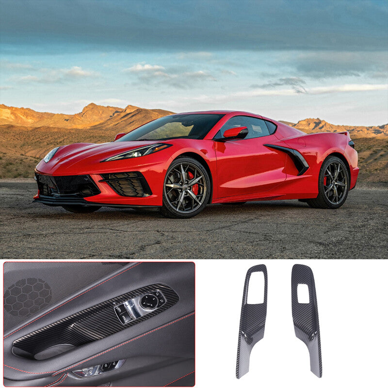 Matte black ABS exterior door handle protector sticker for Corvette C7 2014-2019.
