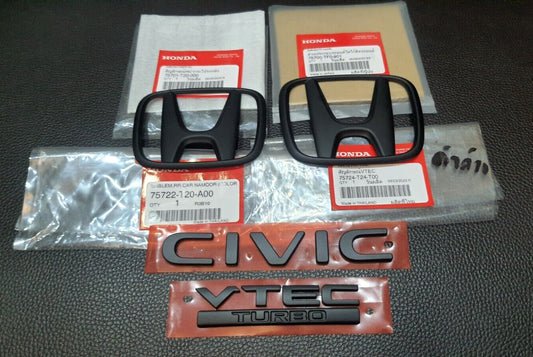 set of black H for CIVIC FE turbo logo embroidered badges for rear for Honda for CIVIC FE 21-23