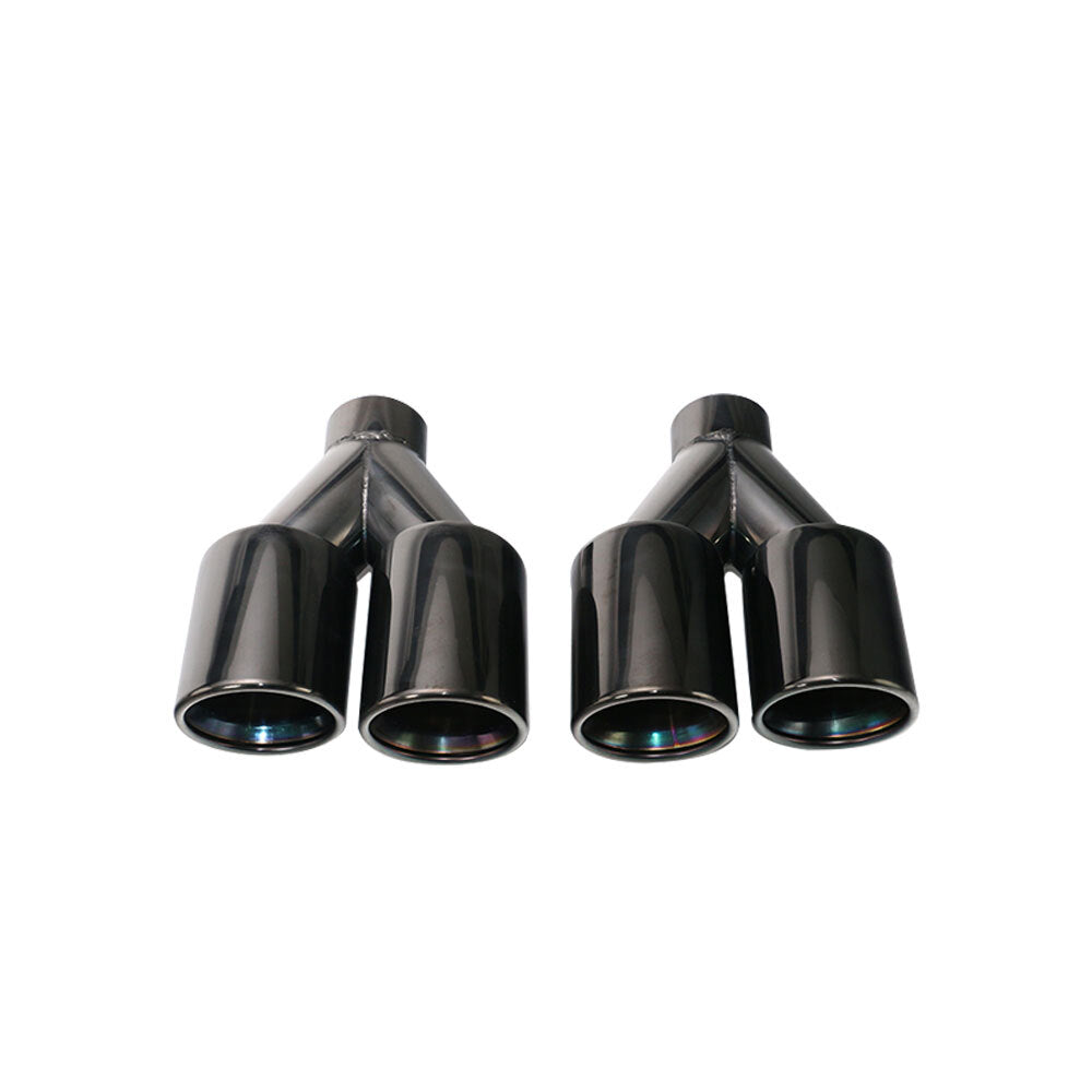 Pair 2.5'' ID 3.5'' OD Exhaust Pipe Tips Universal Stainless Black Slant Tips