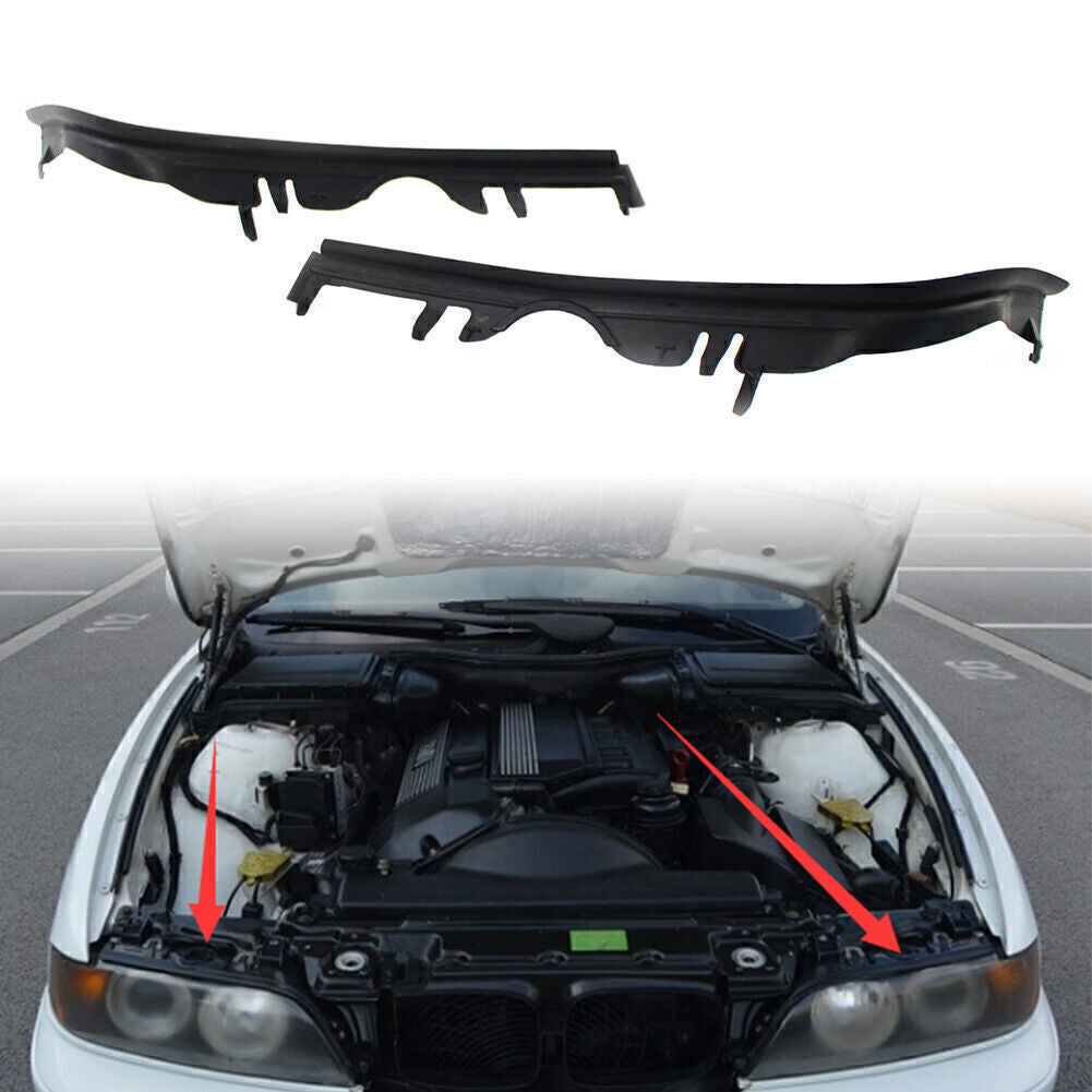 Upper Headlight Gaskets Fit for BMW 5 Series E39 525i 528i M5 1999-2003 Black 2pcs