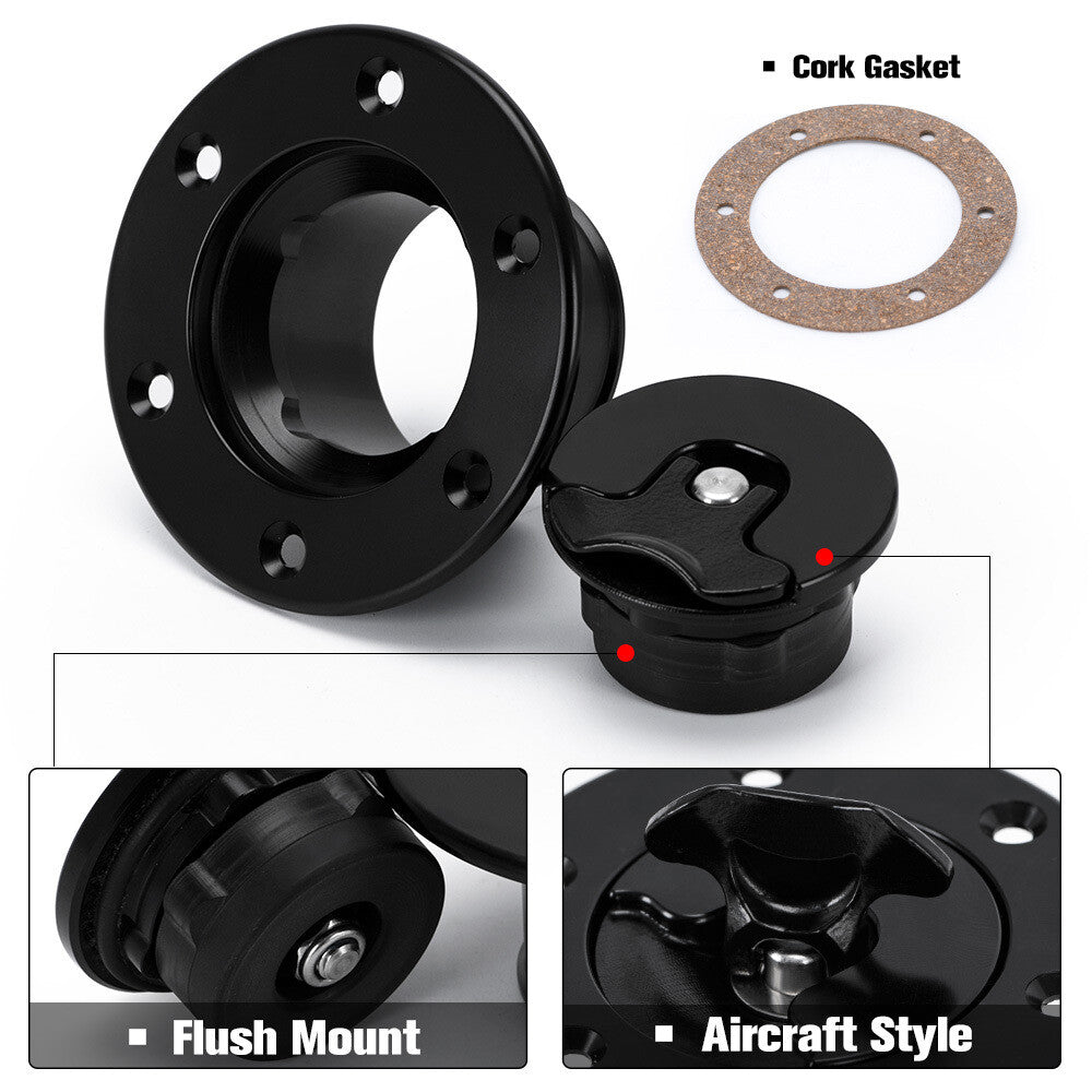 Billet Aluminum Aircraft Style Fuel Cell Cap Gas Cap With 6 Hole 35.5mm Black