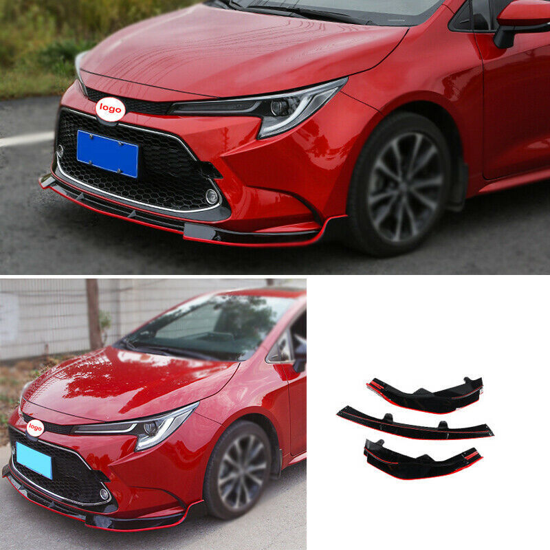 for Toyota for Corolla 2019-2022 Black+Red Front Bumper Lip Splitter Spoiler Refit