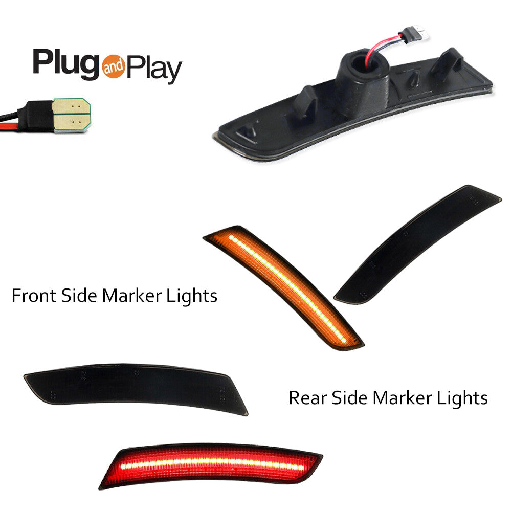 4-piece LED bumper side marker lights, front lights + rear lights, suitable for 2016 and later for Chevrolet Camaro models.