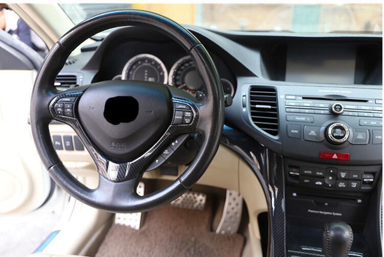 1x Carbon Fiber ABS Steering Wheel Strip Cover Trim 1pcs for Acura TSX 2009-2014