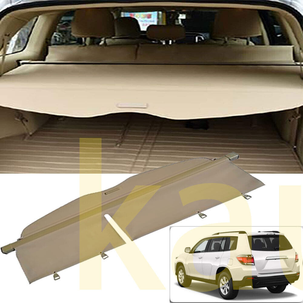 1X Beige Retractable Cargo Cover Rear Trunk Shade for Toyota Highlander 08-2013