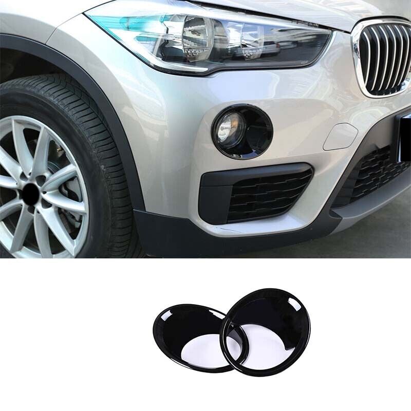 2PCS Front Fog Light Lamp ABS Black Cover Trim Fit for BMW X1 F48 2016-2018 2019