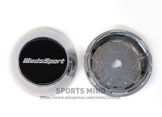 4x69mm Weds Sport Black Silver Badge Wheel Center Cap Hub Cap Edge Cap
