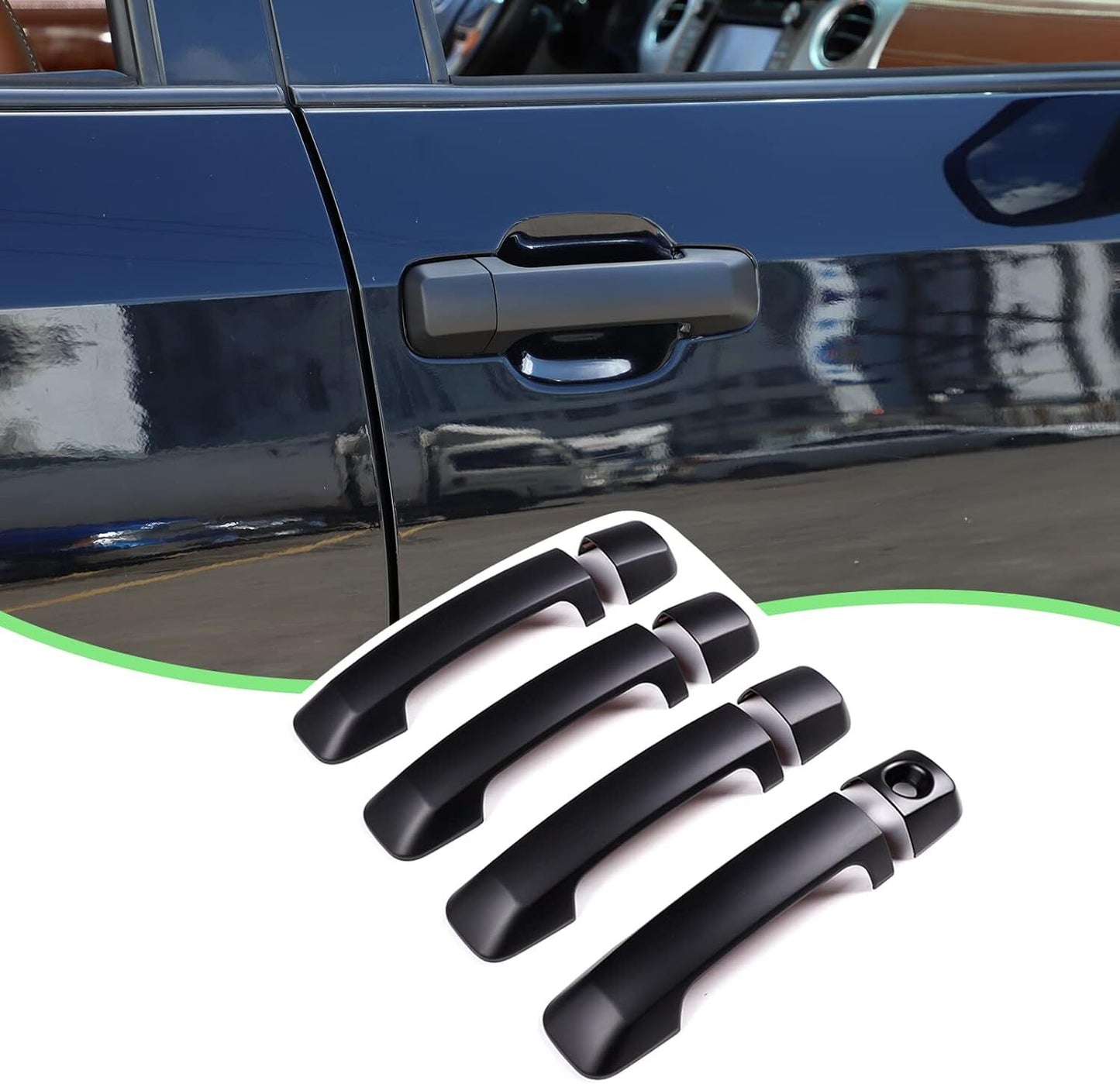 Matte Black Side Door Handle Cover Trim for Toyota Tundra 07-21 Sequoia 08-21