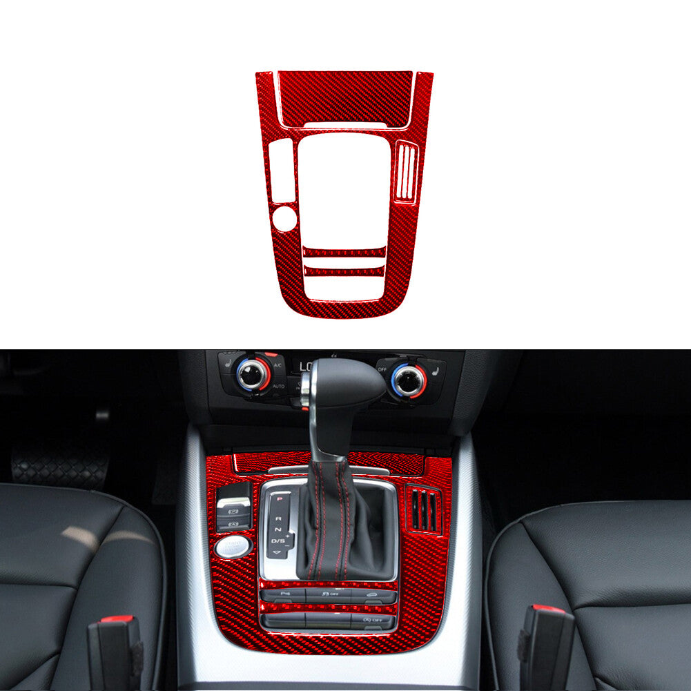 Red 5Pcs Gear Shift Frame Trim Cover Decor Carbon Fiber for Audi Q5 2009-2017