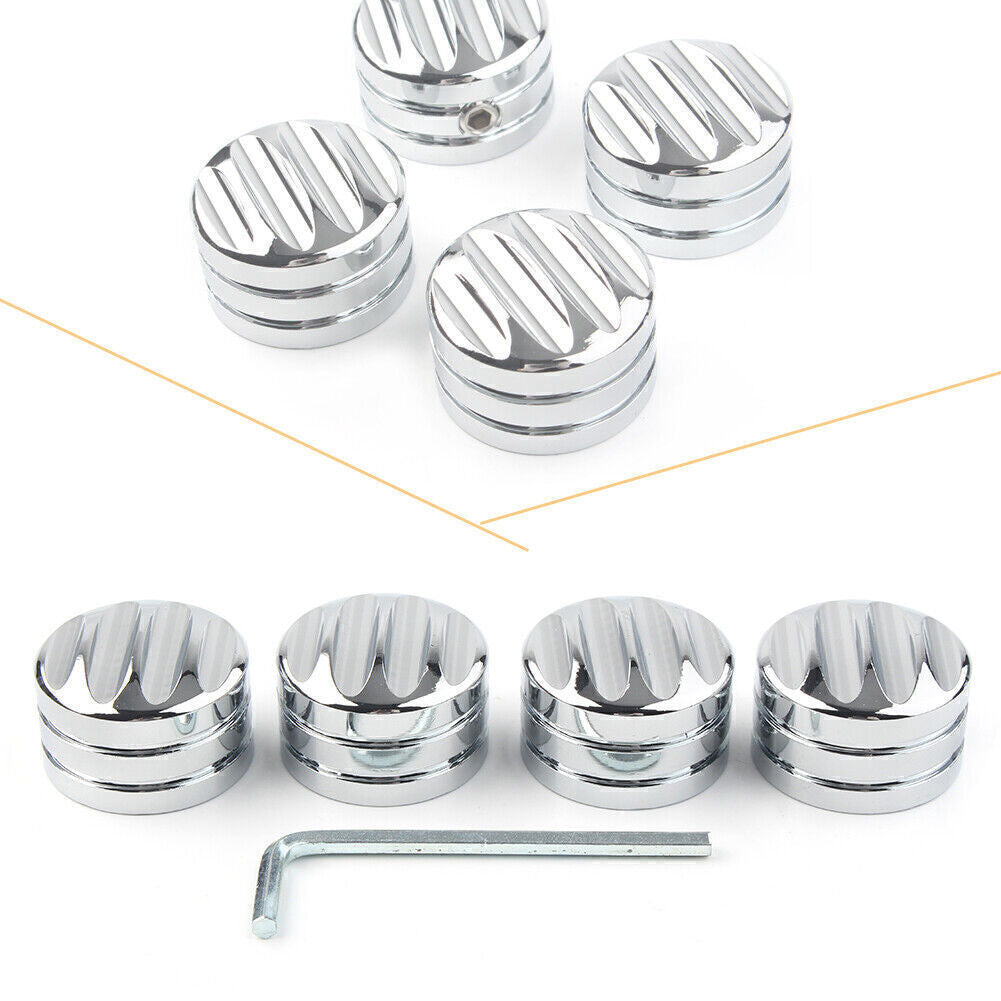 4PCS Chrome Head Bolt Cover Cap for Harley Twin Cam 1999-Later Evo 1985-1999