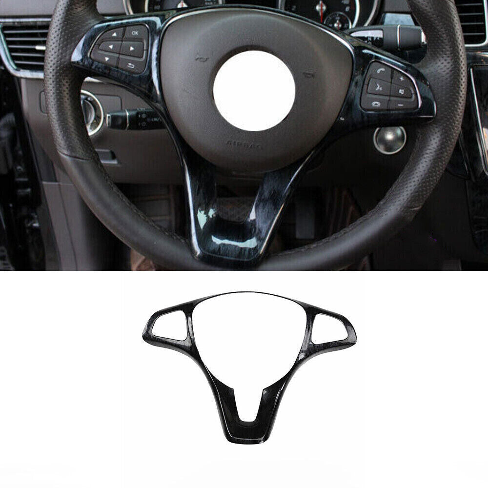 for Benz GLE GLS 2016-19 Black Wood Grain Inner Steering Wheel Frame Cover Trim
