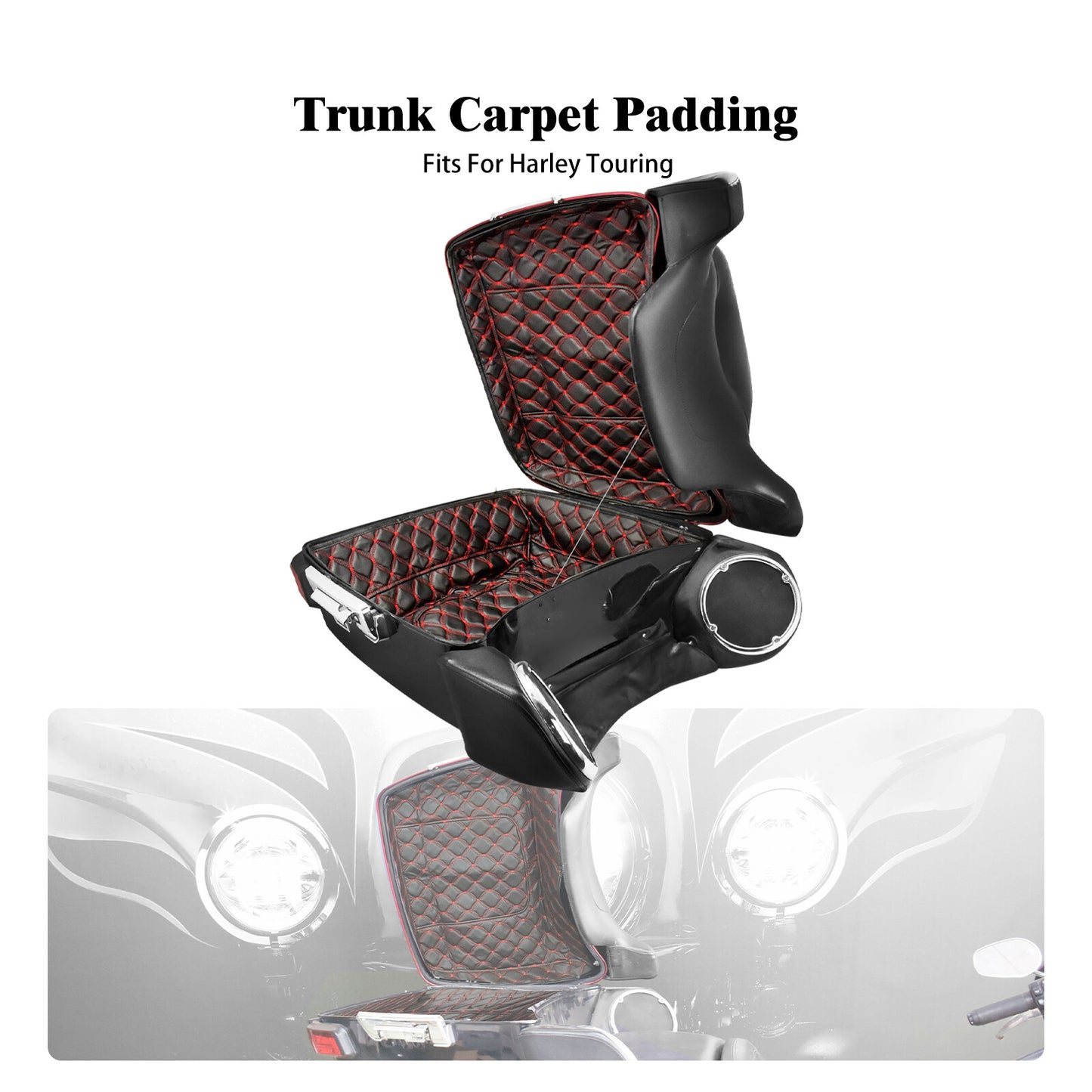 Red Thread King Tour Pak Trunk Insert Carpet Liner Fit For Touring Glide 2014-UP